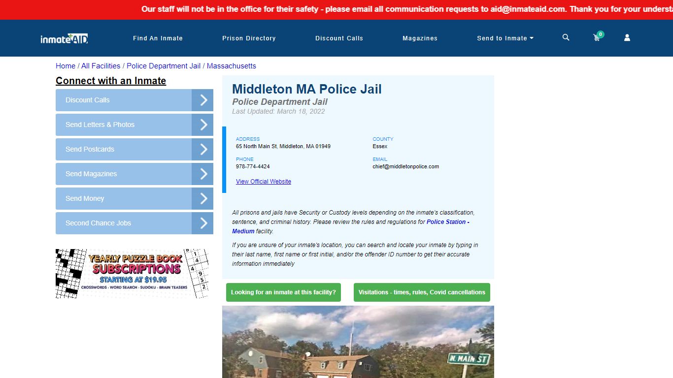 Middleton MA Police Jail & Inmate Search - Middleton, MA