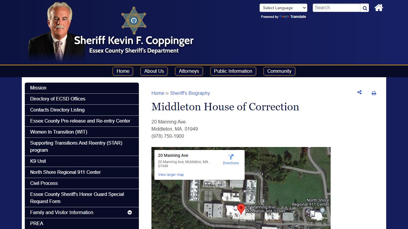 Middleton House of Correction | Essex County Sheriff's ...